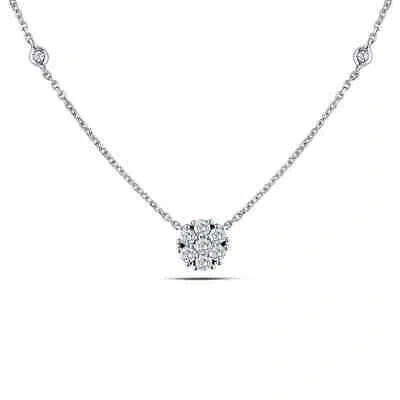 Pre-owned Amour 1/3 Ct Tw Diamond Necklace In 14k White Gold In Check Description