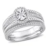 AMOUR AMOUR 1/3 CT TW DIAMOND OVAL BRIDAL RING SET IN STERLING SILVER