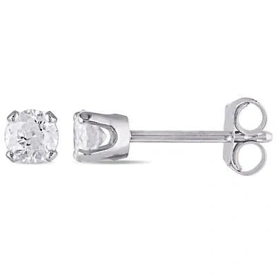 Pre-owned Amour 1/3 Ct Tw Diamond Stud Earrings In 14k White Gold Amr-jms003990