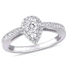 Amour 1/3 Ct Tw Diamond Teardrop Halo Ring In Sterling Silver In Silver