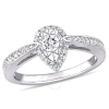 Amour 1/3 Ct Tw Diamond Teardrop Halo Ring In Sterling Silver In Silver