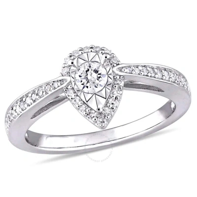 Amour 1/3 Ct Tw Diamond Teardrop Halo Ring In Sterling Silver