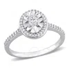 AMOUR AMOUR 1/3 CT TW OVAL AND ROUND-CUT DIAMOND RING IN 14K WHITE GOLD