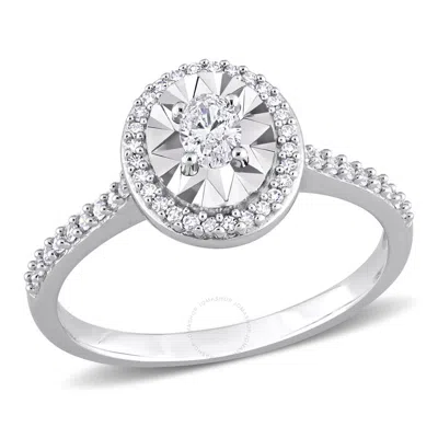 Amour 1/3 Ct Tw Oval And Round-cut Diamond Ring In 14k White Gold