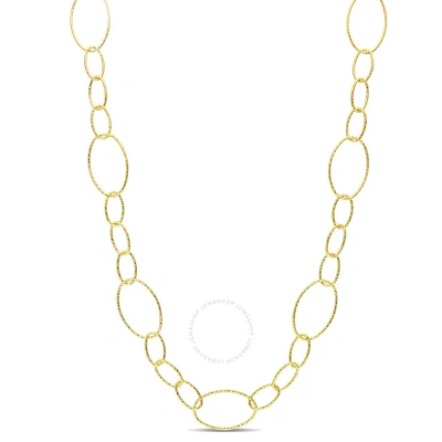 Amour 13mm Fancy Oval Link Chain Necklace In Yellow Plated Sterling Silver In Metallic