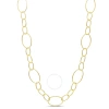 Amour 13mm Fancy Oval Link Chain Necklace In Yellow Plated Sterling Silver In Yellow