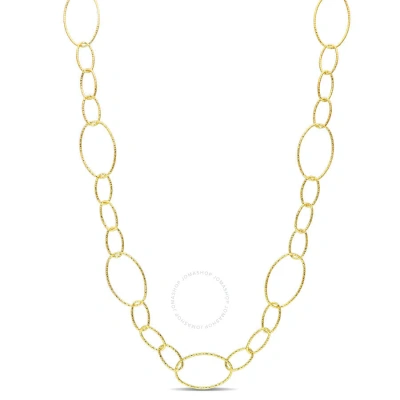 AMOUR AMOUR 13MM FANCY OVAL LINK CHAIN NECKLACE IN YELLOW PLATED STERLING SILVER