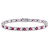 Amour 14 1/2 Ct Tgw Created Ruby And Created White Sapphire Bracelet In Sterling Silver In White