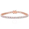 AMOUR AMOUR 14 1/4 CT TGW CREATED WHITE SAPPHIRE TENNIS BRACELET IN ROSE PLATED STERLING SILVER