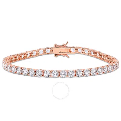Amour 14 1/4 Ct Tgw Created White Sapphire Tennis Bracelet In Rose Plated Sterling Silver In Pink