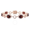AMOUR AMOUR 14 3/4 CT TGW GARNET AND 1 1/2 CT TW DIAMOND LINK BRACELET IN 14K ROSE GOLD