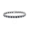 AMOUR AMOUR 14 7/8 CT TGW BLACK SAPPHIRE AND DIAMOND S-LINK BRACELET IN STERLING SILVER