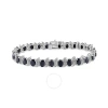 Amour 14 7/8 Ct Tgw Black Sapphire And Diamond S-link Bracelet In Sterling Silver In Black