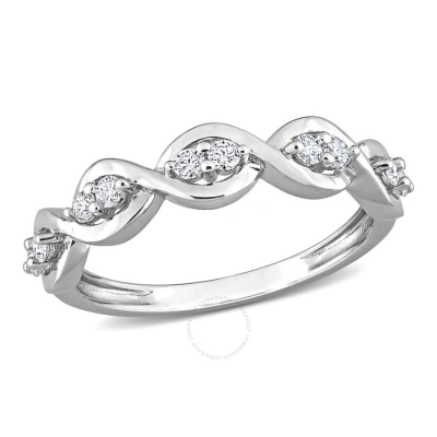 Amour 1/4 Ct Dew Created Moissanite Anniversary Ring In Sterling Silver In Metallic