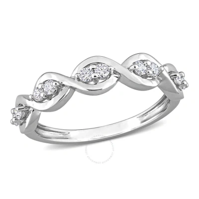 Amour 1/4 Ct Dew Created Moissanite Anniversary Ring In Sterling Silver In White