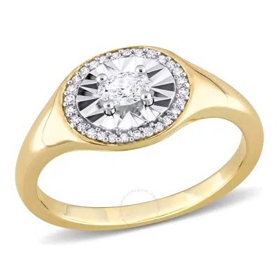 Amour 1/4 Ct Oval And Round-cut Diamond Ring In 14k Yellow Gold