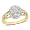 Amour 1/4 Ct Tdw Diamond Double Halo Oval Cluster Split Shank Ring In 10k Yellow Gold In Yellow