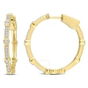 AMOUR AMOUR 1/4 CT TDW HEART STATION DIAMOND HOOP EARRINGS IN 10K YELLOW GOLD