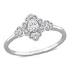 AMOUR AMOUR 1/4 CT TDW OVAL AND ROUND DIAMOND VINTAGE ENGAGEMENT RING IN 14K WHITE GOLD