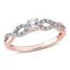 AMOUR AMOUR 1/4 CT TGW CREATED WHITE SAPPHIRE AND 1/10 CT TW DIAMOND INFINITY RING IN ROSE PLATED STERLING