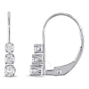 AMOUR AMOUR 1/4 CT TW 3 STONE DIAMOND LEVERBACK EARRINGS IN 14K WHITE GOLD