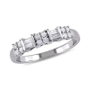 AMOUR AMOUR 1/4 CT TW BAGUETTE AND ROUND DIAMOND ANNIVERSARY BAND IN 10K WHITE GOLD