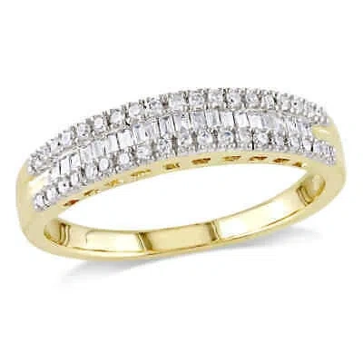 Pre-owned Amour 1/4 Ct Tw Baguette And Round Diamond Anniversary Band In 14k Yellow Gold