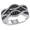 AMOUR AMOUR 1/4 CT TW BLACK DIAMOND DOUBLE TWIST RING IN STERLING SILVER WITH BLACK RHODIUM
