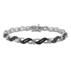 Amour 1/4 Ct Tw Black Diamond Infinity Link Bracelet In Sterling Silver With Black Rhodium In White