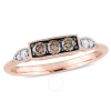 AMOUR AMOUR 1/4 CT TW DARK BROWN AND WHITE DIAMOND RING IN 10K ROSE GOLD