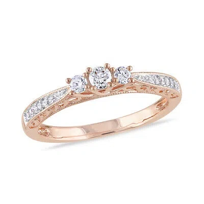 Pre-owned Amour 1/4 Ct Tw Diamond 3-stone Engagement Ring In 10k Rose Gold In Check Description