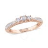 AMOUR AMOUR 1/4 CT TW DIAMOND 3-STONE ENGAGEMENT RING IN 10K ROSE GOLD