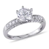 Amour 1/4 Ct Tw Diamond And Created White Sapphire Engagement Ring In 10k White Gold In Gold / White