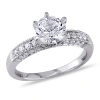 Amour 1/4 Ct Tw Diamond And Created White Sapphire Engagement Ring In 10k White Gold In Gold / White