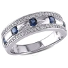 AMOUR AMOUR 1/4 CT TW DIAMOND AND SAPPHIRE ANNIVERSARY BAND IN 10K WHITE GOLD