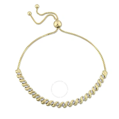 Amour 1/4 Ct Tw Diamond Bolo Bracelet In Yellow Plated Sterling Silver In Silver / Yellow