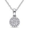AMOUR AMOUR 1/4 CT TW DIAMOND CLUSTER HALO PENDANT WITH CHAIN IN STERLING SILVER