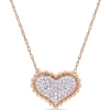 AMOUR AMOUR 1/4 CT TW DIAMOND CLUSTERED HEART HALO NECKLACE IN 10K ROSE GOLD