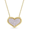 AMOUR AMOUR 1/4 CT TW DIAMOND CLUSTERED HEART HALO NECKLACE IN 10K YELLOW GOLD
