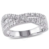 Amour 1/4 Ct Tw Diamond Crossover Ring In Sterling Silver In Silver / White