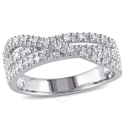 Amour 1/4 Ct Tw Diamond Crossover Ring In Sterling Silver In Metallic