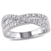 AMOUR AMOUR 1/4 CT TW DIAMOND CROSSOVER RING IN STERLING SILVER