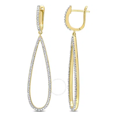 Amour 1/4 Ct Tw Diamond Dangle Earrings In 10k Yellow Gold