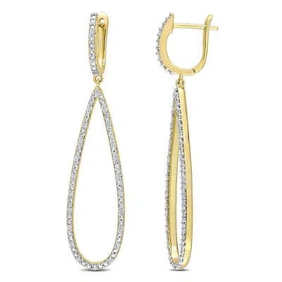 Pre-owned Amour 1/4 Ct Tw Diamond Dangle Earrings In 10k Yellow Gold