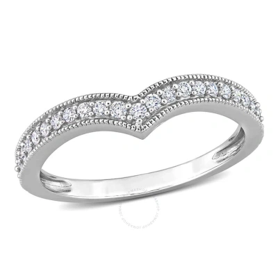 Amour 1/4 Ct Tw Diamond Graduated Chevron Design Ring In 10k White Gold In Metallic