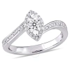 AMOUR AMOUR 1/4 CT TW DIAMOND HALO TWIST RING IN STERLING SILVER