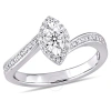 Amour 1/4 Ct Tw Diamond Halo Twist Ring In Sterling Silver In Silver