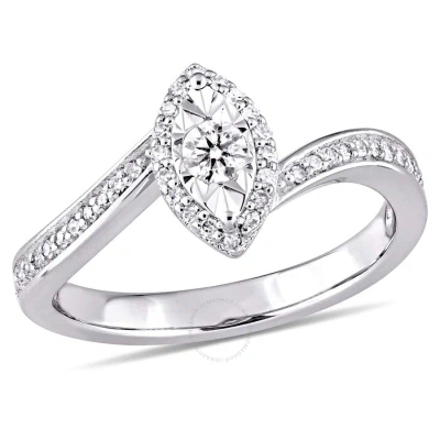 Amour 1/4 Ct Tw Diamond Halo Twist Ring In Sterling Silver
