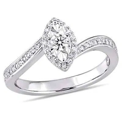 Pre-owned Amour 1/4 Ct Tw Diamond Halo Twist Ring In Sterling Silver In Check Description