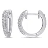 Amour 1/4 Ct Tw Diamond Hoop Earrings In 14k White Gold In White